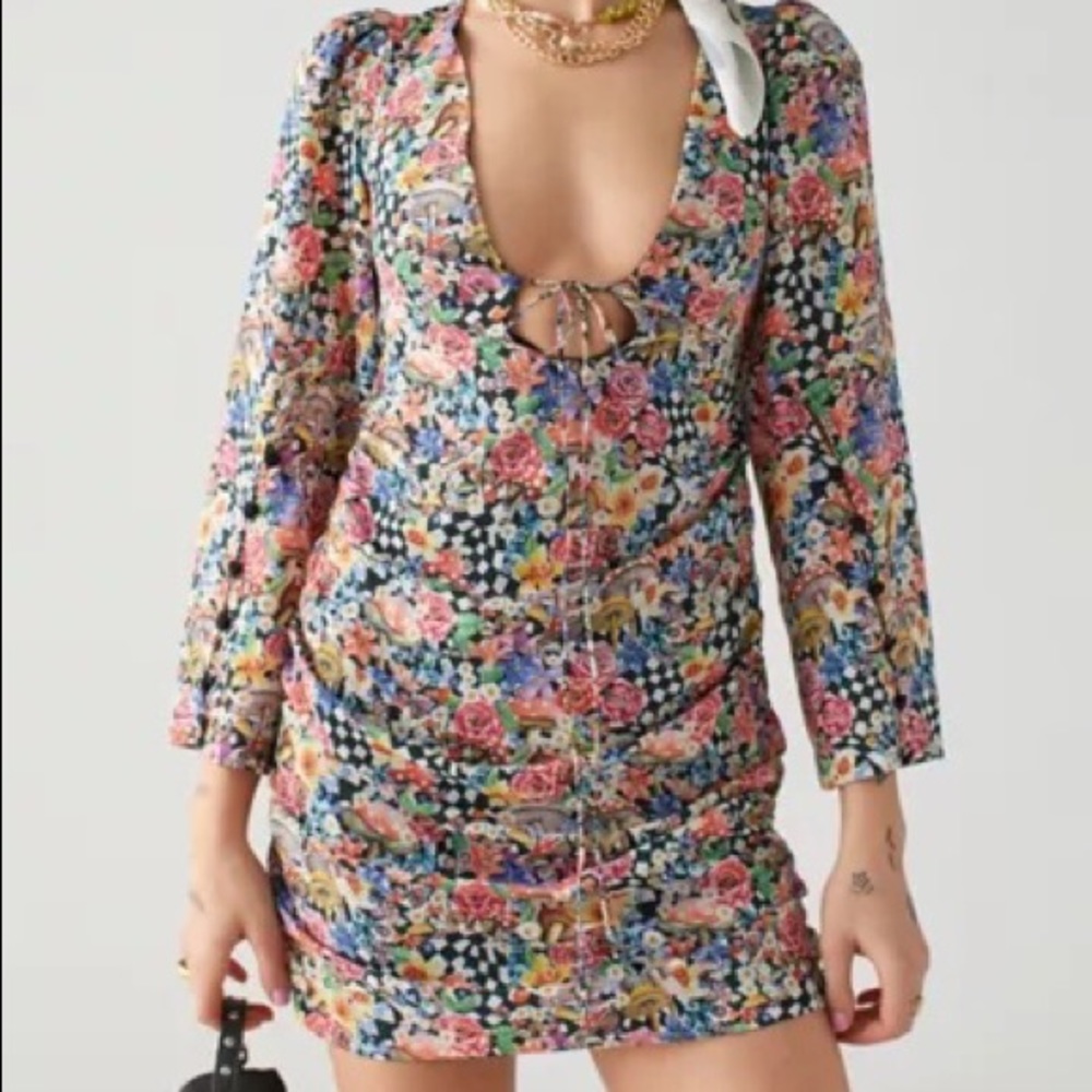 For Love & Lemons June Checkered Mini Dress NWT
